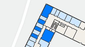 
							Planritning för Quick Office Älvsjö, 5 privata rum, 102 m²