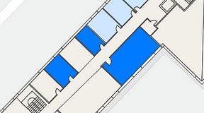
							Planritning för Dockside Office & Coworking, 3 privata rum, 62 m²