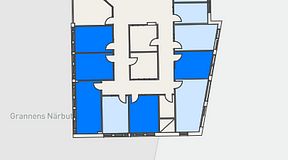 
							Planritning för Regus Täby, 5 privata rum, 61 m²