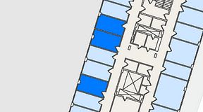 
							Planritning för C/O Handenterminalen 5, 3 privata rum, 35 m²