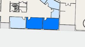 
							Planritning för EQ Coworking, 2 privata rum, 47 m²