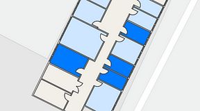 
							Planritning för Quick Office Älvsjö, 4 privata rum, 50 m²