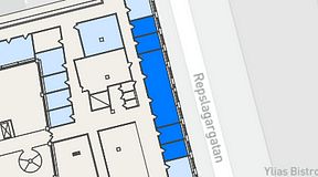 
							Planritning för THE WORKS Medborgarplatsen, 5 privata rum, 93 m²