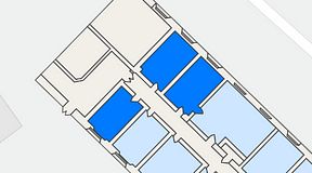 Planritning för FASTOFFICE Söderhamn, 3 privata rum, 48 m²