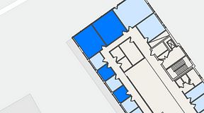 
							Planritning för FirstOffice Västra Hamnen, 4 privata rum, 65 m²