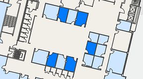 
							Planritning för Flexiwork Hovet, 5 privata rum, 53 m²