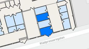
							Planritning för Entreprenörsgatan Hasselbladshuset, 2 privata rum, 22 m²