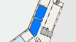 
							Planritning för Arena Läppstiftet, 2 privata rum, 53 m²