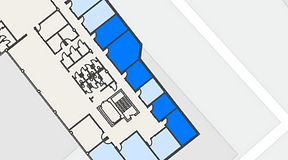
							Planritning för FASTOFFICE Lunda, 5 privata rum, 102 m²