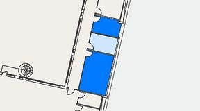 Planritning för Dospace Östra Storgatan, 2 privata rum, 40 m²