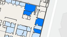 
							Planritning för Flexiwork Hovet, 4 privata rum, 74 m²