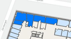 
							Planritning för Arkipelagen Järntorget, 5 privata rum, 76 m²