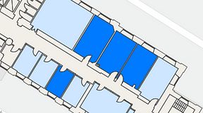 
							Planritning för iOffice Sjöbefälsskolan, 4 privata rum, 82 m²