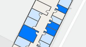 
							Planritning för Quick Office Älvsjö, 4 privata rum, 58 m²