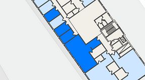 
							Planritning för FirstOffice Västra Hamnen, 4 privata rum, 113 m²
