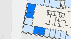 Planritning för THE WORKS Medborgarplatsen, 4 privata rum, 48 m²