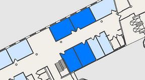 
							Planritning för Convendum Spårvagnshallarna, 4 privata rum, 85 m²