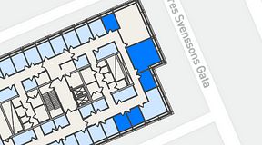 
							Planritning för Spaces Lindholmen, 5 privata rum, 59 m²