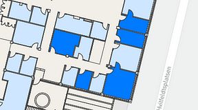 
							Planritning för Flexiwork Hovet, 5 privata rum, 67 m²