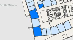 
							Planritning för Mindpark Mölndal, 3 privata rum, 64 m²