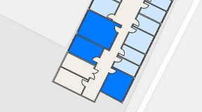 
							Planritning för Quick Office Älvsjö, 3 privata rum, 69 m²