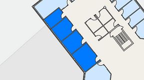 
							Planritning för FASTOFFICE Lunda, 4 privata rum, 57 m²