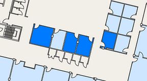 
							Planritning för Flexiwork Hovet, 4 privata rum, 47 m²