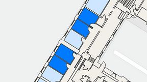 Planritning för iOffice Sjöbefälsskolan, 4 privata rum, 54 m²