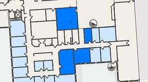 
							Planritning för FirstOffice Säveån, 4 privata rum, 96 m²