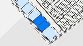 
							Planritning för Banken Coworking, 2 privata rum, 22 m²