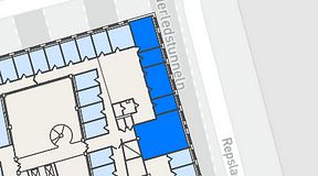 Planritning för THE WORKS Medborgarplatsen, 3 privata rum, 116 m²