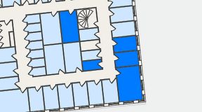 
							Planritning för QuickOffice Kista, 5 privata rum, 59 m²