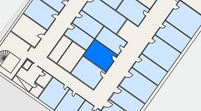 
							Planritning för Kontoret Alvik, 1 privata rum, 13 m²