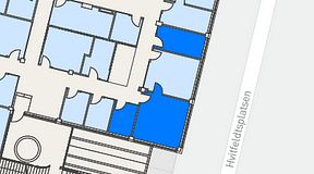 
							Planritning för Flexiwork Hovet, 3 privata rum, 40 m²