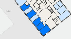 Planritning för Regus Hagsätra, 5 privata rum, 84 m²