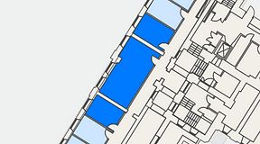 
							Planritning för iOffice Sjöbefälsskolan, 3 privata rum, 62 m²