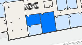 
							Planritning för Mindpark Järntorget, 2 privata rum, 61 m²
