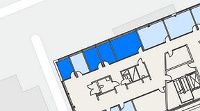 
							Planritning för Workopolis, 4 privata rum, 43 m²