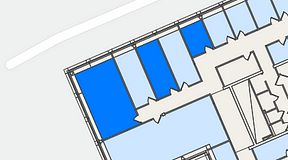 Planritning för Spaces Lindholmen, 3 privata rum, 61 m²