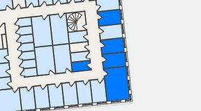 
							Planritning för QuickOffice Kista, 5 privata rum, 53 m²