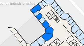 
							Planritning för FASTOFFICE Lunda, 5 privata rum, 117 m²