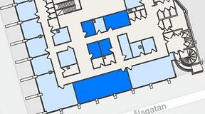 
							Planritning för United Spaces Östra Hamngatan, 5 privata rum, 103 m²