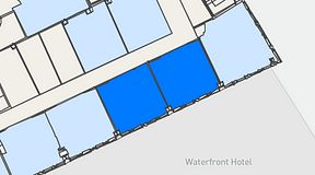 
							Planritning för United Spaces Waterfront Klarabergsviadukten, 2 privata rum, 54 m²