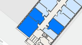 
							Planritning för Regus Almedal, 3 privata rum, 74 m²