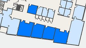 
							Planritning för Flexiwork Hovet, 5 privata rum, 162 m²