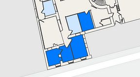 
							Planritning för Entreprenörsgatan Östra Hamngatan, 4 privata rum, 46 m²