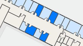 
							Planritning för Quick Office Älvsjö, 4 privata rum, 48 m²