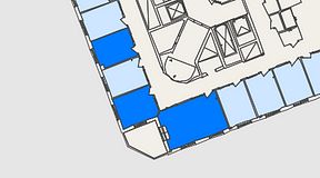 Planritning för Landskapet Nacka Forum, 3 privata rum, 45 m²