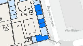 
							Planritning för THE WORKS Medborgarplatsen, 5 privata rum, 73 m²