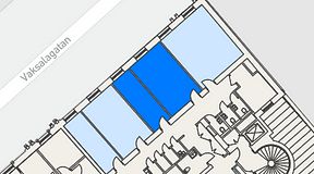 
							Planritning för Banken Coworking, 2 privata rum, 37 m²